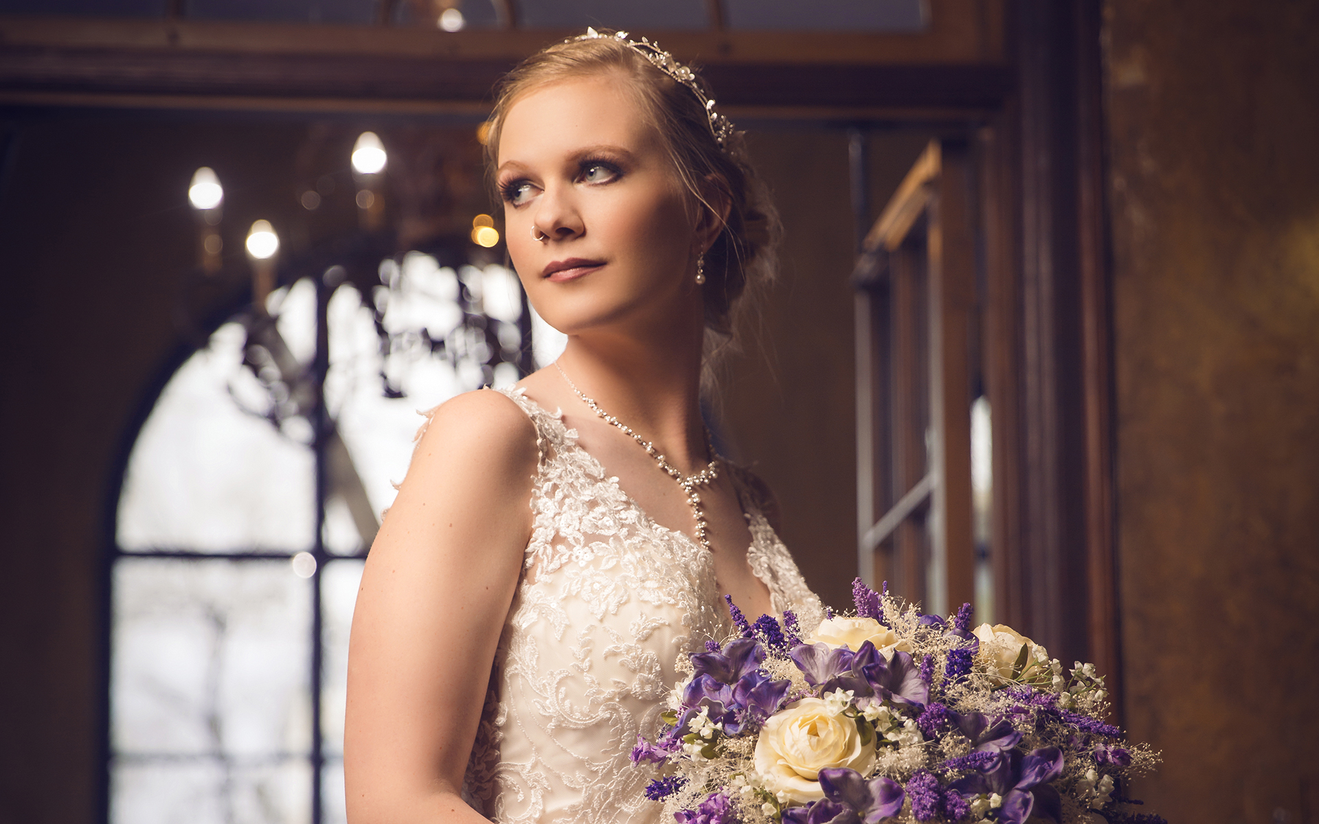 Gregg Shipman wedding tulsa beautiful bride posing for her bridal portrait at Dresser Mansion