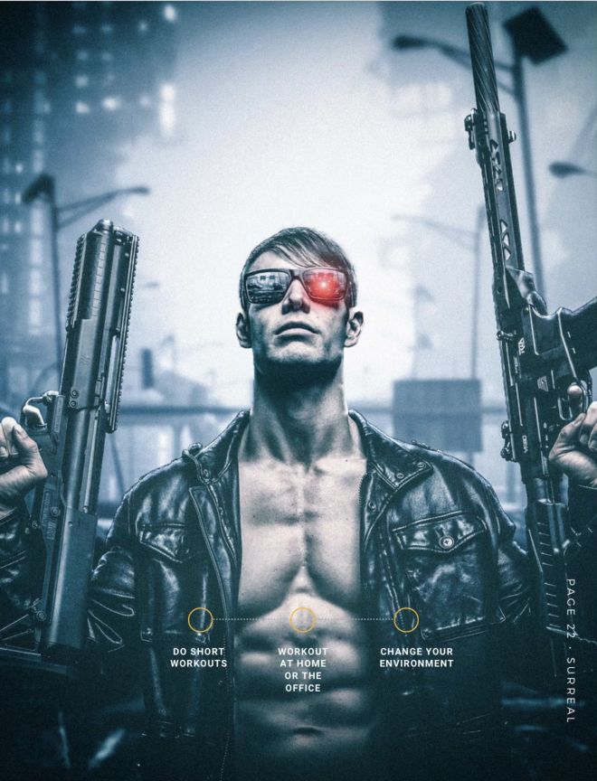 branding art on magazine cover with terminator style graphics