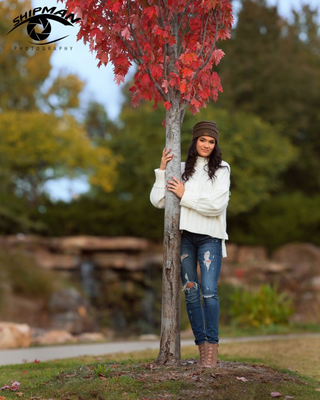 fall centennial park tulsa bixby girl senior portrait