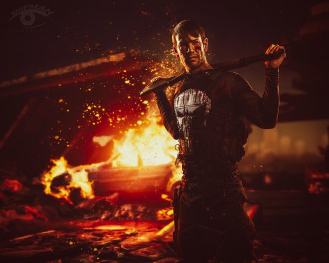 Composite photography fan art punisher series commercial advertising