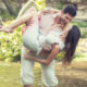 engagement session couple laughing