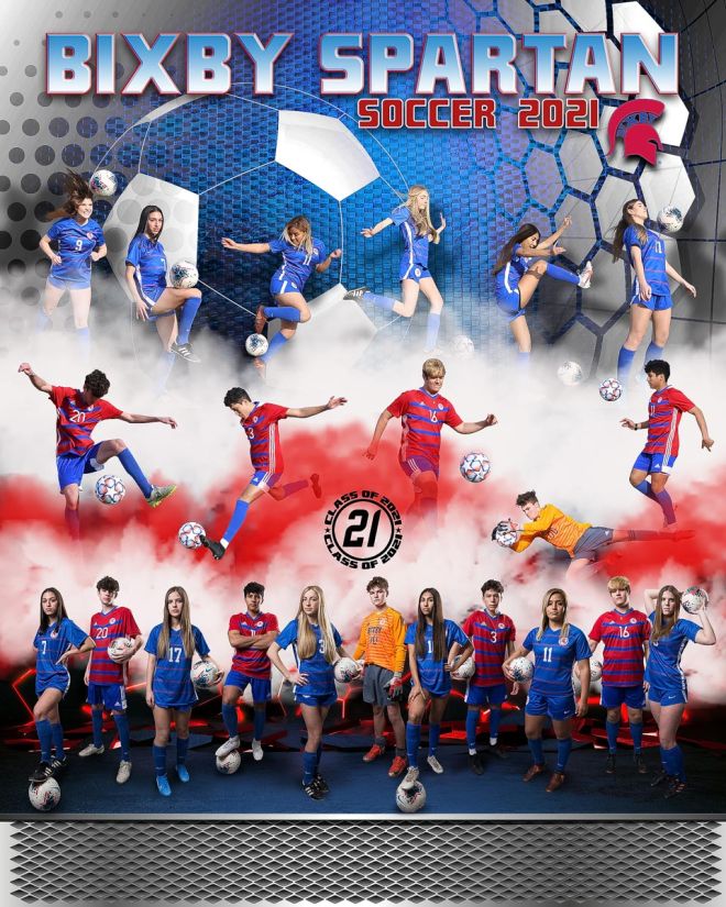 senior poster for bixby soccer team