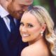 Beautiful smiling blonde bride with her groom, just married in Tulsa